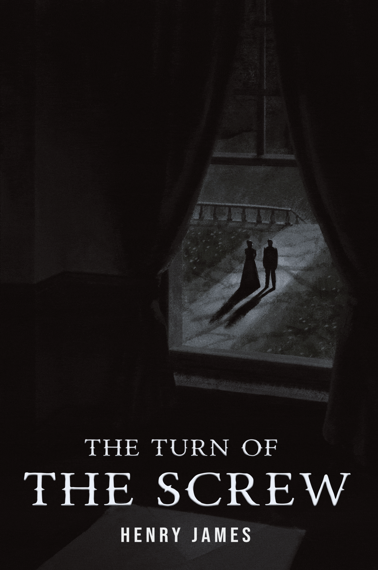The cover of "The Turn of the Screw" fades into the cover of "Shadows Against the Dark" and back.