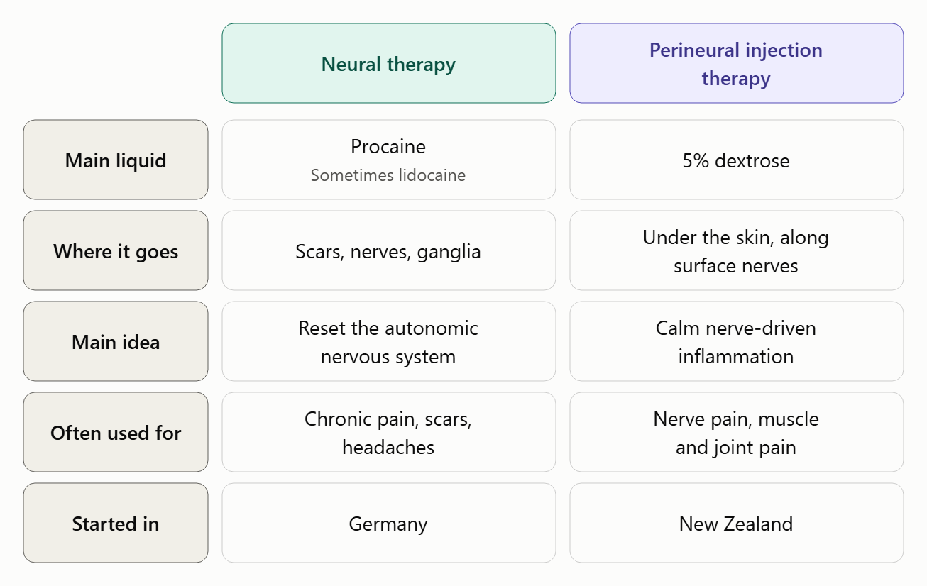 Neural Therapy vs. Perineural Injections