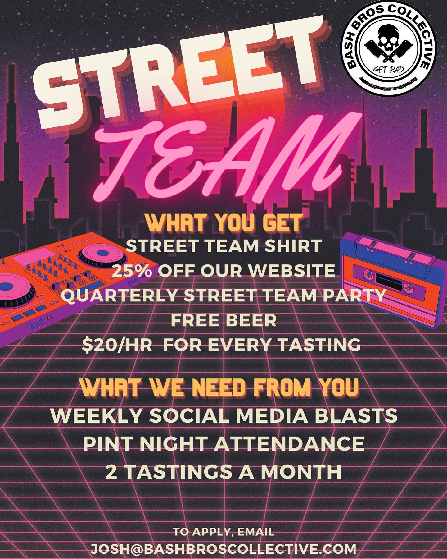 Due to the overwhelming response to the last post of hiring someone for tastings we&rsquo;ve decided to to bring back the all mighty STREET TEAM! That&rsquo;s right instead of one or two we are going to get a whole squad to take over! 
.
If I&rsquo;v