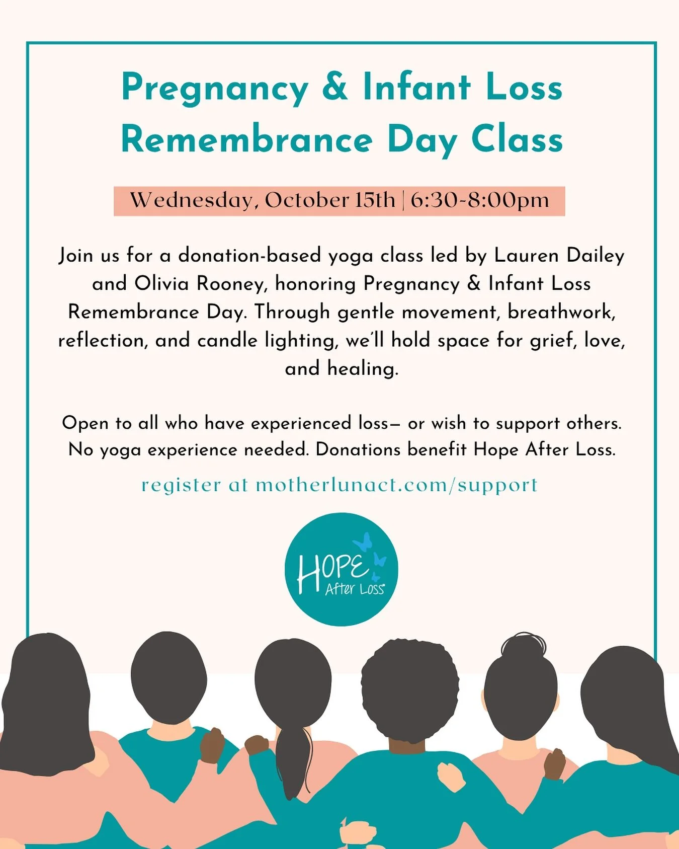 On Pregnancy &amp; Infant Loss Remembrance Day, we gather to honor, remember, and hold space together. 💛

Join us for a special donation-based yoga class led by Lauren Dailey at Mother Luna &mdash; a gentle, heart-centered practice with space for re