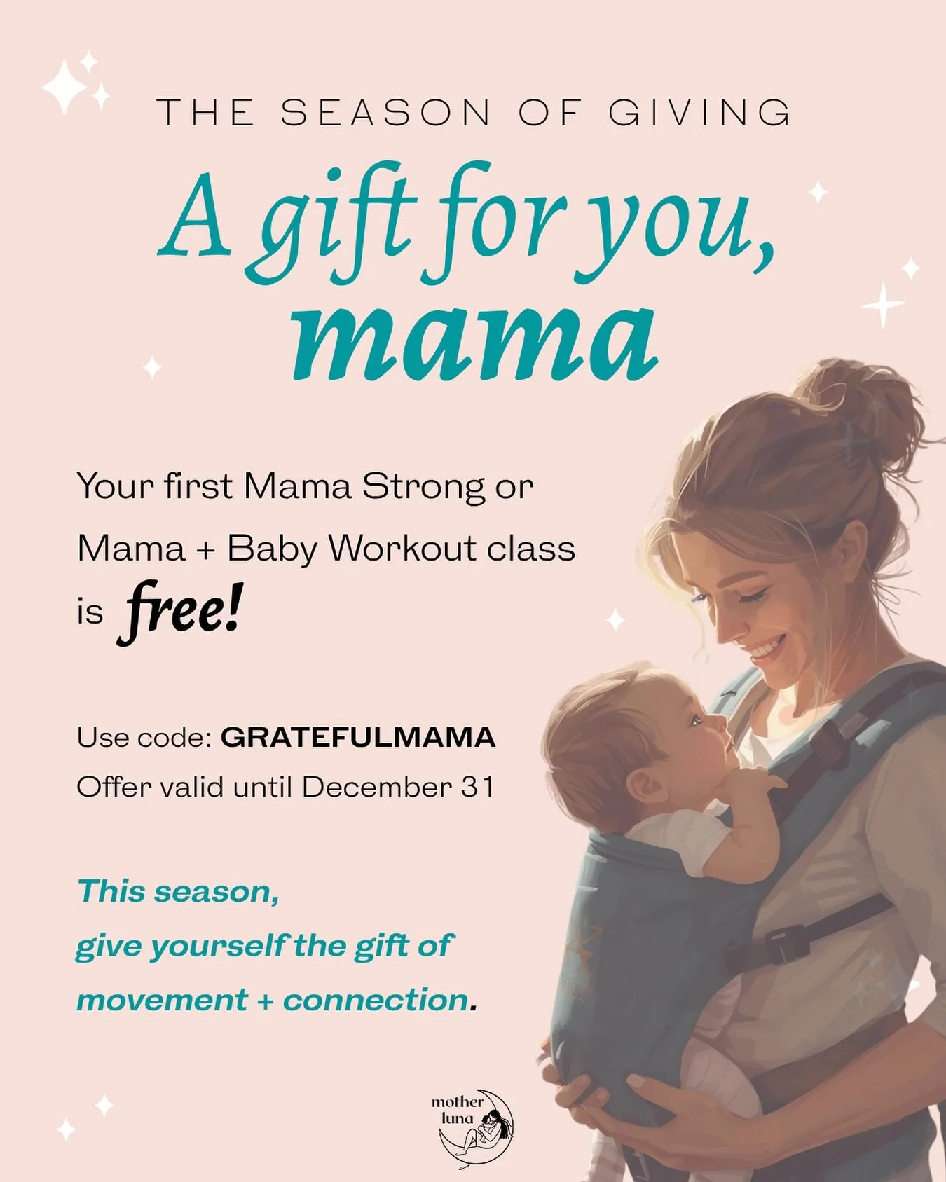 This season of gratitude, we&rsquo;re giving back to the mamas who do it all. 💛

For the rest of November &amp; December, you can try your first Mama Strong or Mama &amp; Baby Workout class for FREE!

💪 Mama Strong - a supportive, strength-based cl