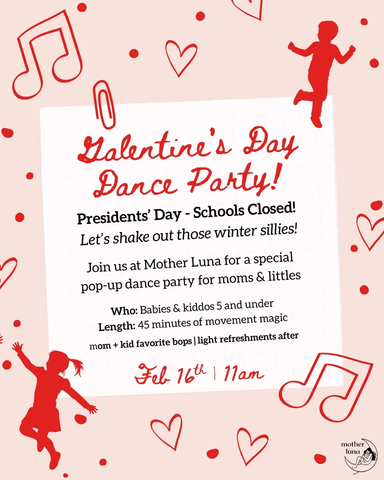 Schools closed for Presidents&rsquo; Day&hellip; but your kids still have ✨all✨ the energy. 😅

If you&rsquo;re already wondering how you&rsquo;re going to fill the day, come dance with us.

We&rsquo;re hosting a 𝐆𝐚𝐥𝐞𝐧𝐭𝐢𝐧𝐞&rsquo;𝐬 𝐃𝐚𝐲 𝐃