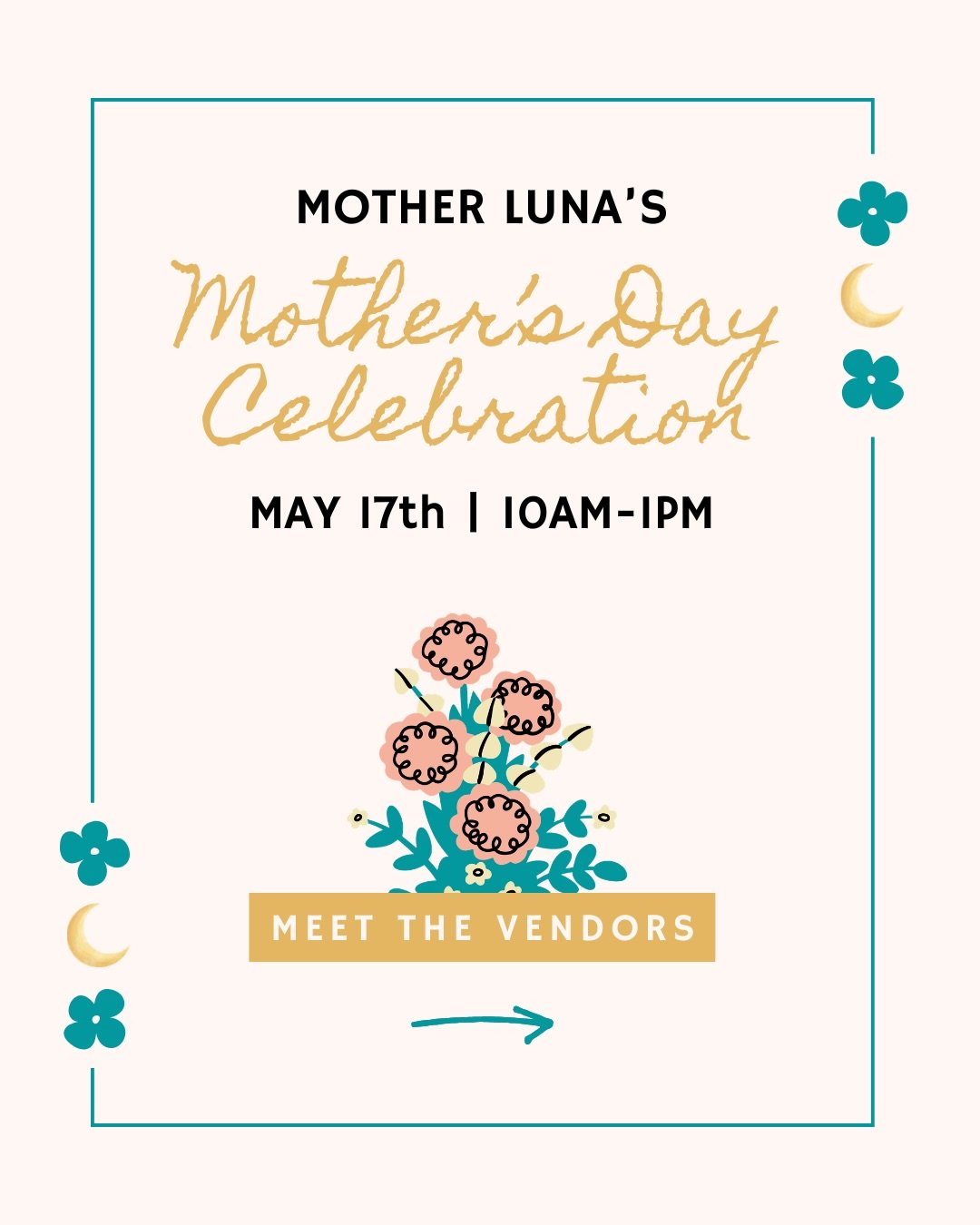 We&rsquo;re so excited to introduce the amazing vendors joining us for our 𝐌𝐨𝐭𝐡𝐞𝐫 𝐋𝐮𝐧𝐚 𝐌𝐨𝐭𝐡𝐞𝐫&rsquo;𝐬 𝐃𝐚𝐲 𝐂𝐞𝐥𝐞𝐛𝐫𝐚𝐭𝐢𝐨𝐧 on 𝐒𝐮𝐧𝐝𝐚𝐲, 𝐌𝐚𝐲 𝟏𝟕𝐭𝐡 𝐟𝐫𝐨𝐦 𝟏𝟎 𝐀𝐌 &ndash; 𝟏 𝐏𝐌 💐✨

We&rsquo;ll be welcoming: 🌼