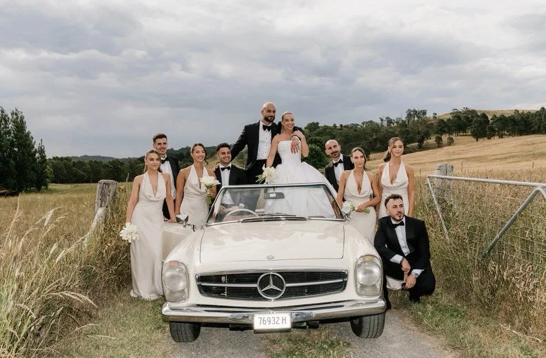 Jen&rsquo;s bridesmaids | Pictured in soon to be released Ina Cowl gown