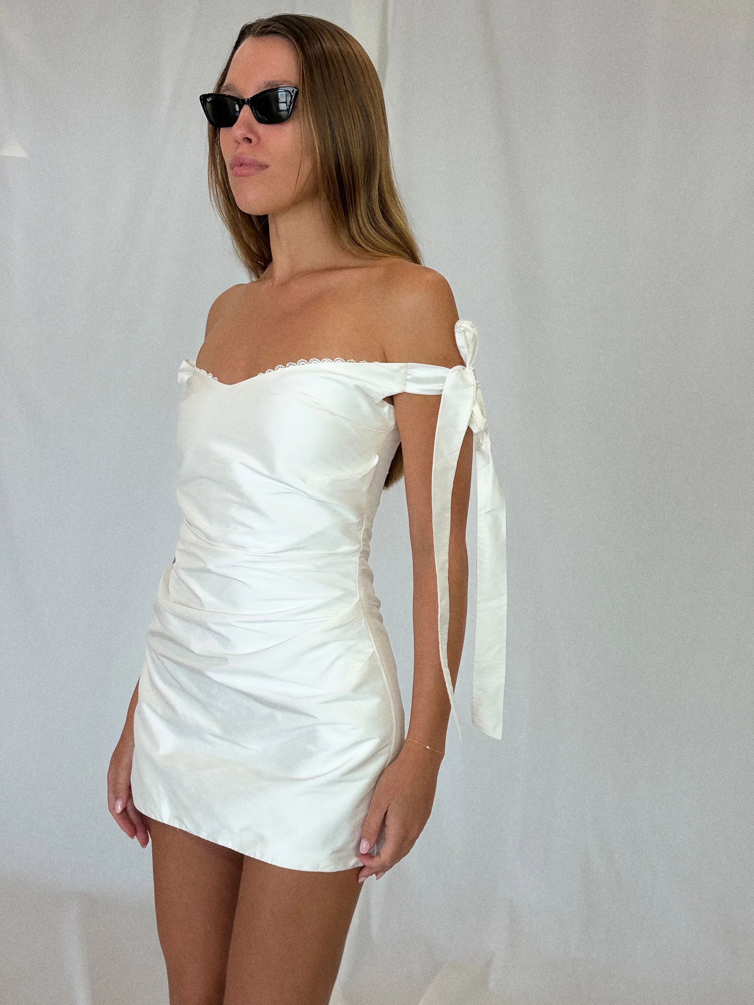 white mini dress