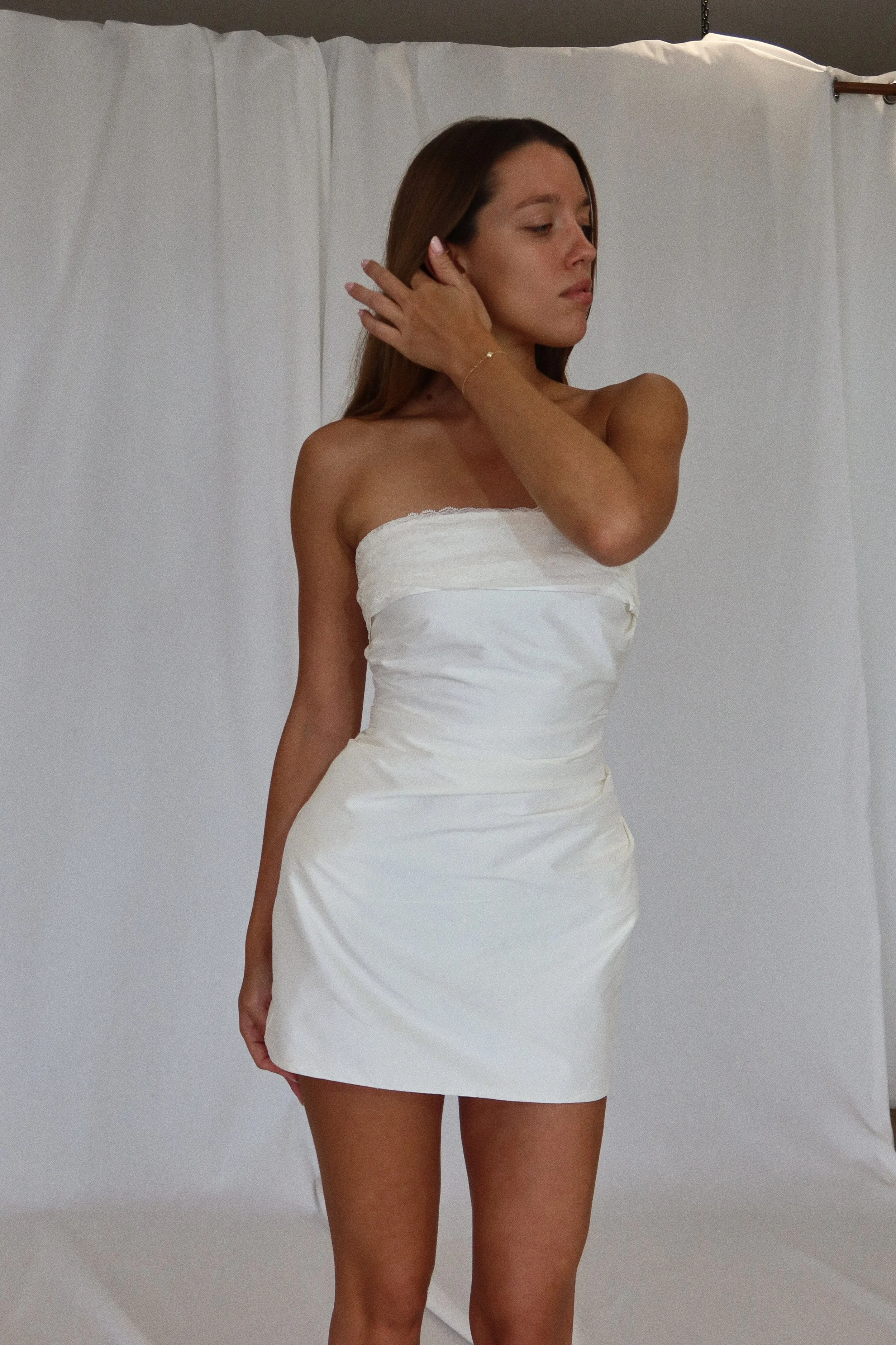 white mini dress