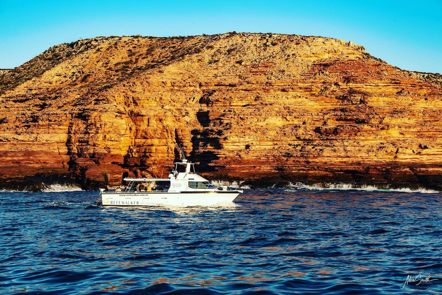 After a day of exploring on land, join us in the evening for a Sunset Cliff Cruise along our remarkable coastline 💫☀️🥂
.
www.reefwalker.com.au to book
.
@happy.dayz.imagery 
#reefwalkerkalbarri #reefwalkeroceandiscovery #reefwalkersunsetcruise #kal