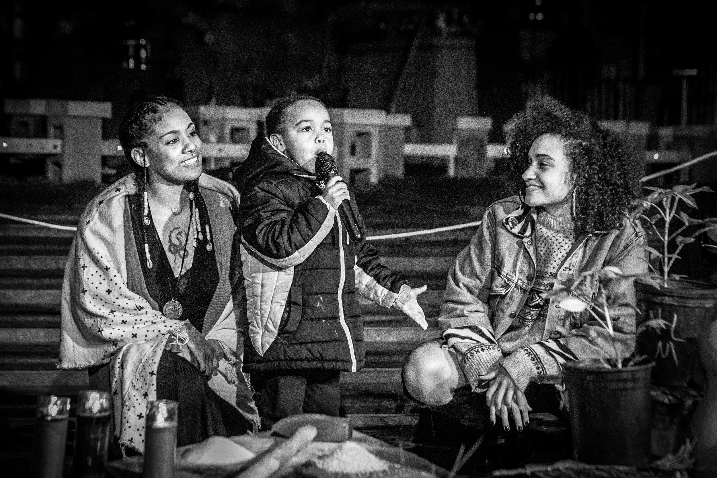 When asked “Who did we miss?” in our gratitudes, this little one requested the mic to offer their prophecy to the guests and humbled us to listen to the future beings and pass the mic.