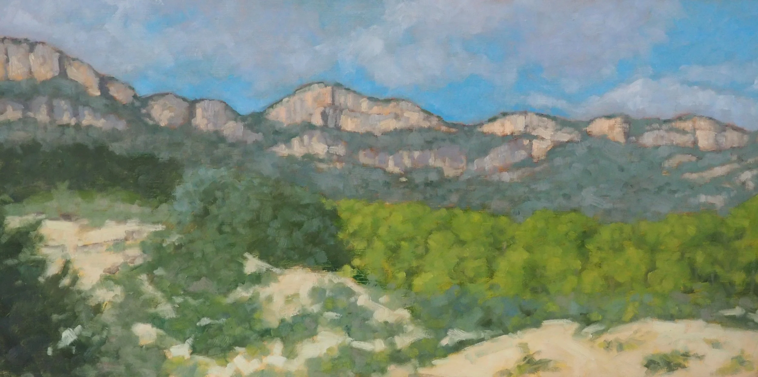 Santa Linya Skyline, oil on board, 60x30cm