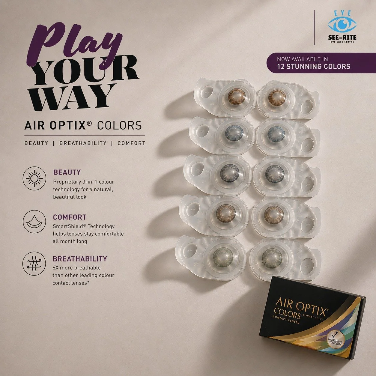New season, new eye color. Air Optix Colors are a fun way to switch up your look this summer &mdash; with comfort made for everyday wear. ✨

Visit us at 1207 Kingsway, Vancouver, BC
www.seeriteeyecare.com

#AirOptixColors #ColoredContacts #ContactLen