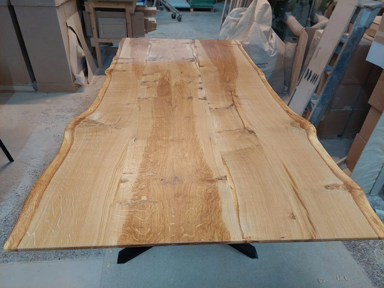 Waney edge Oak dining table top.JPG