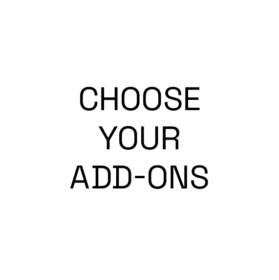 Circle with the text 'Choose Your Add-Ons' in black capital letters inside.