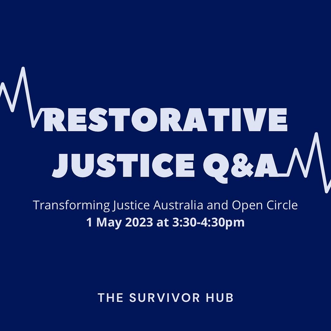 Can&rsquo;t wait to hear from Transforming Justice Aus and Open Circle for this free event! 🤍 Hope to see some of you there. Please email or DM us with any questions