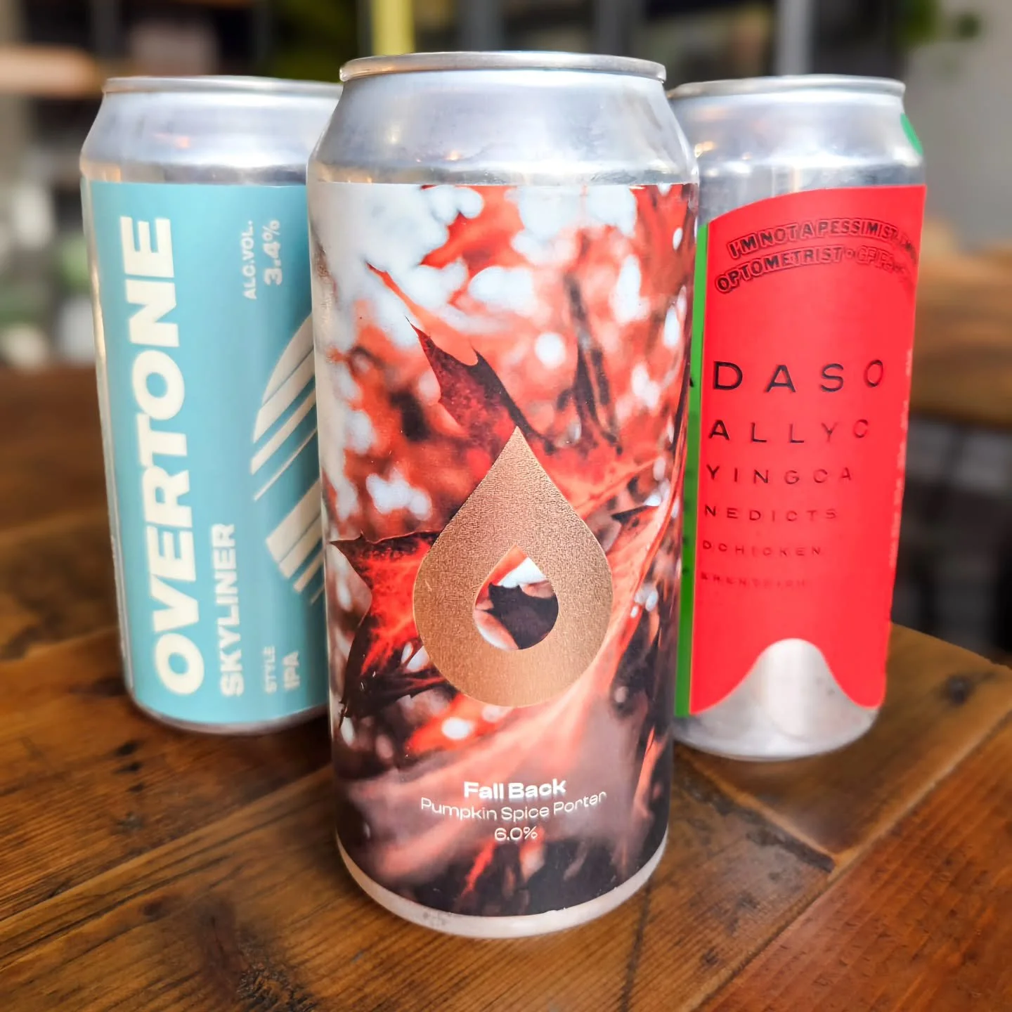 Sarah's picks of the week.

1: Polly's - Fall Back - Pumpkin Spice Porter - 6%: the spices and vanilla make this porter feel like you're drinking a cozy autumn day

2: Overtone - Skyliner - IPA - 3.4%: light and sessionable but full of bold, hoppy fl