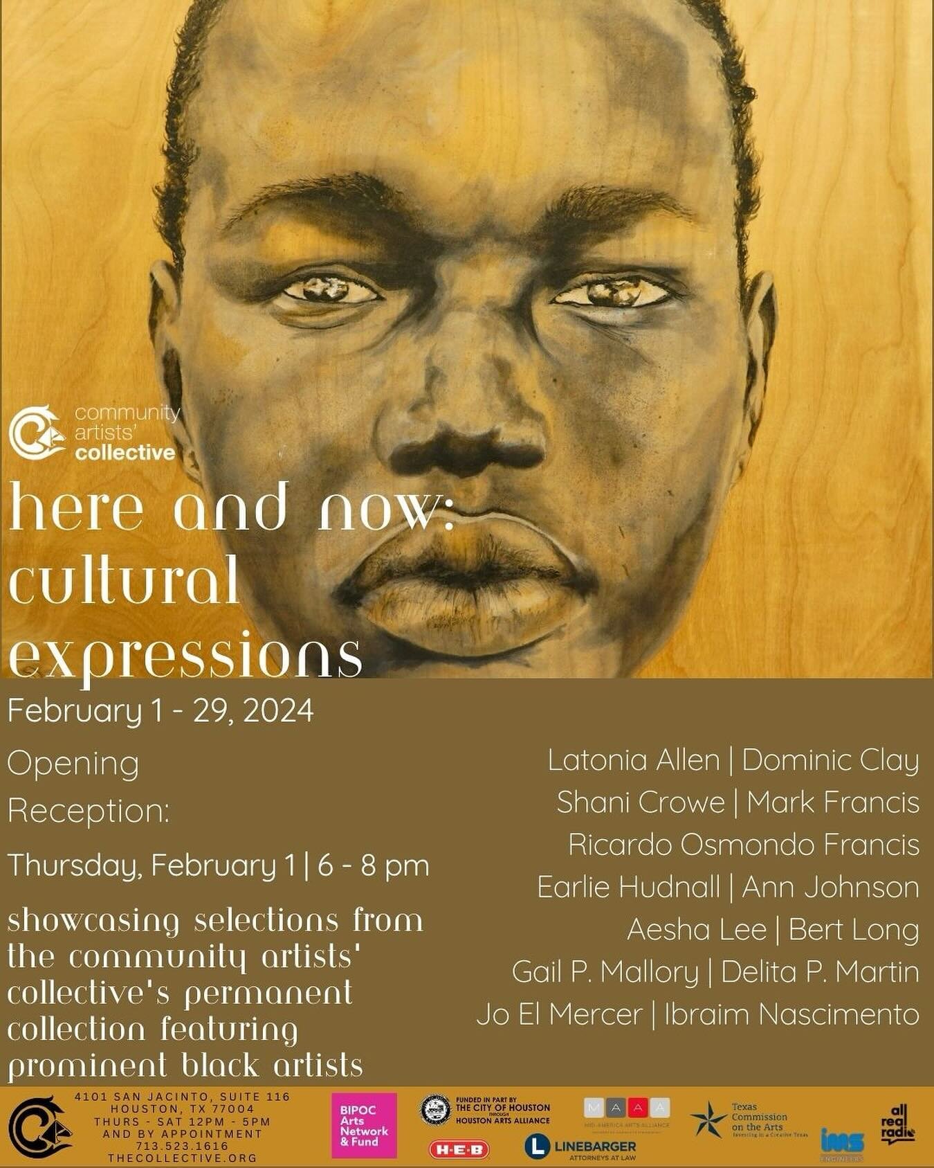 Join us next week for the opening of &ldquo;Here and Now: Cultural Expressions,&rdquo; an exhibition celebrating Black History Month!

Thursday, February 1
6 PM - 8 PM
Community Artists&rsquo; Collective
4101 San Jacinto at Cleburne, Suite 116.

This