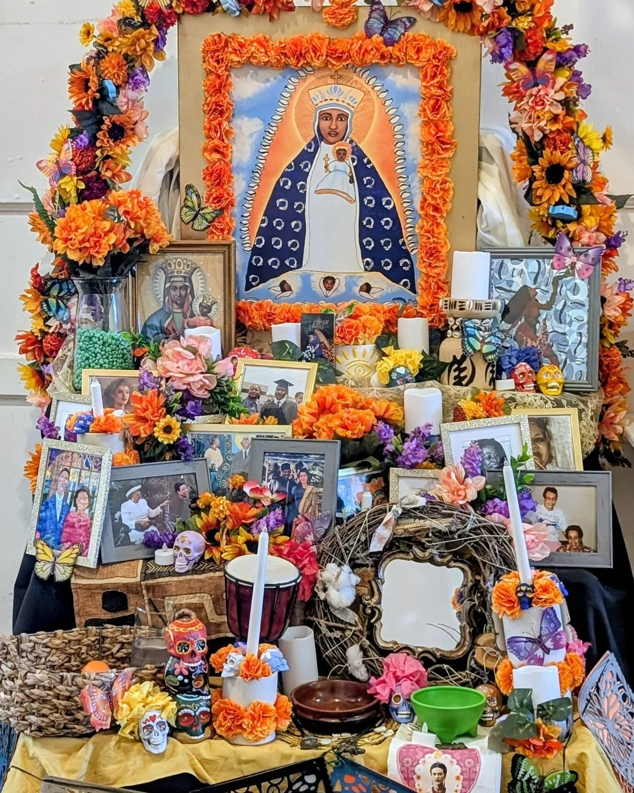 Join the Sankofa Emancipation Project at the opening of  Noche de Ofrendas/Night of the Offerings Reception TONIGHT, October 17 from 7-9PM at MECA (1900 Kane St, Houston, TX 77007). Adorned with marigold flowers, the altar showcases photos of beloved