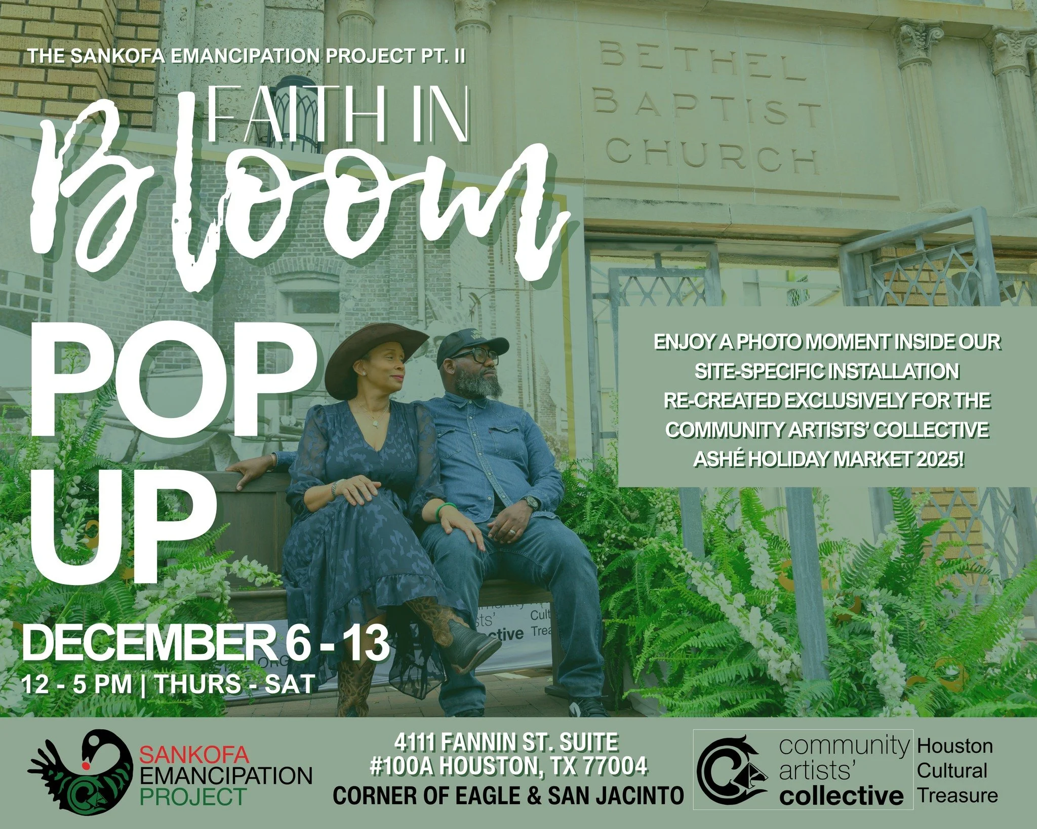 Step into FAITH IN BLOOM 🌿✨
Our site-specific installation is BACK &mdash; and you&rsquo;re invited to experience it in a whole new way!  Honor the legacy of Black faith, memory, and community action within the immersive setup as you explore the unv
