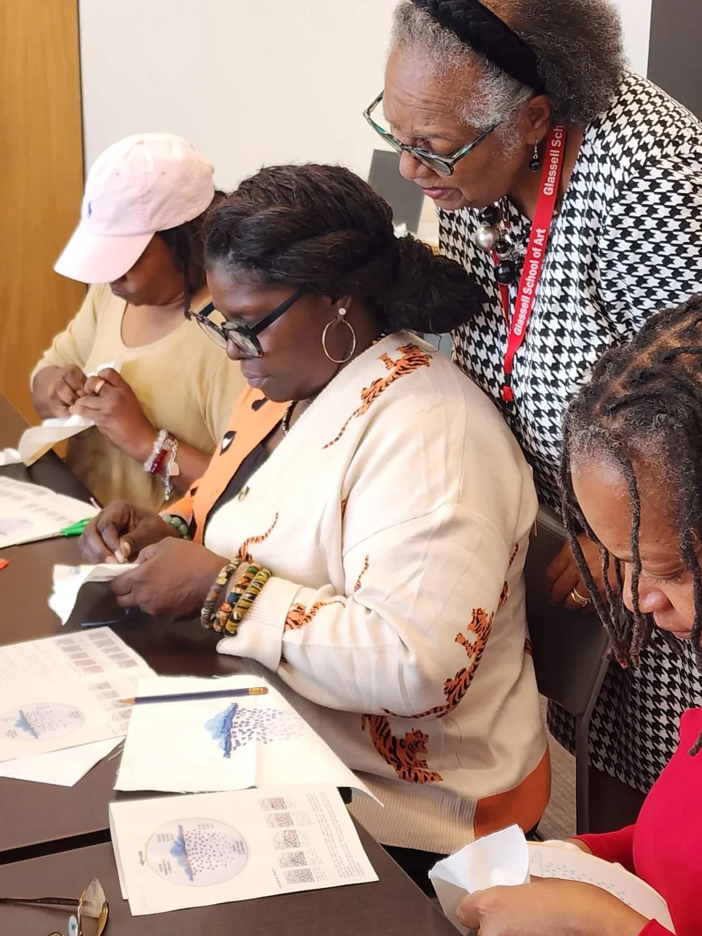 The Jubilee Quilt Circle hosted a wonderful 2nd Thursday Workshop this month; Sunshine &amp; Rainbows Embroidery with Pat Chandler! Fifteen attendees were guided through easy and intermediate embroidery stitches to create beautiful rainbows, rain clo