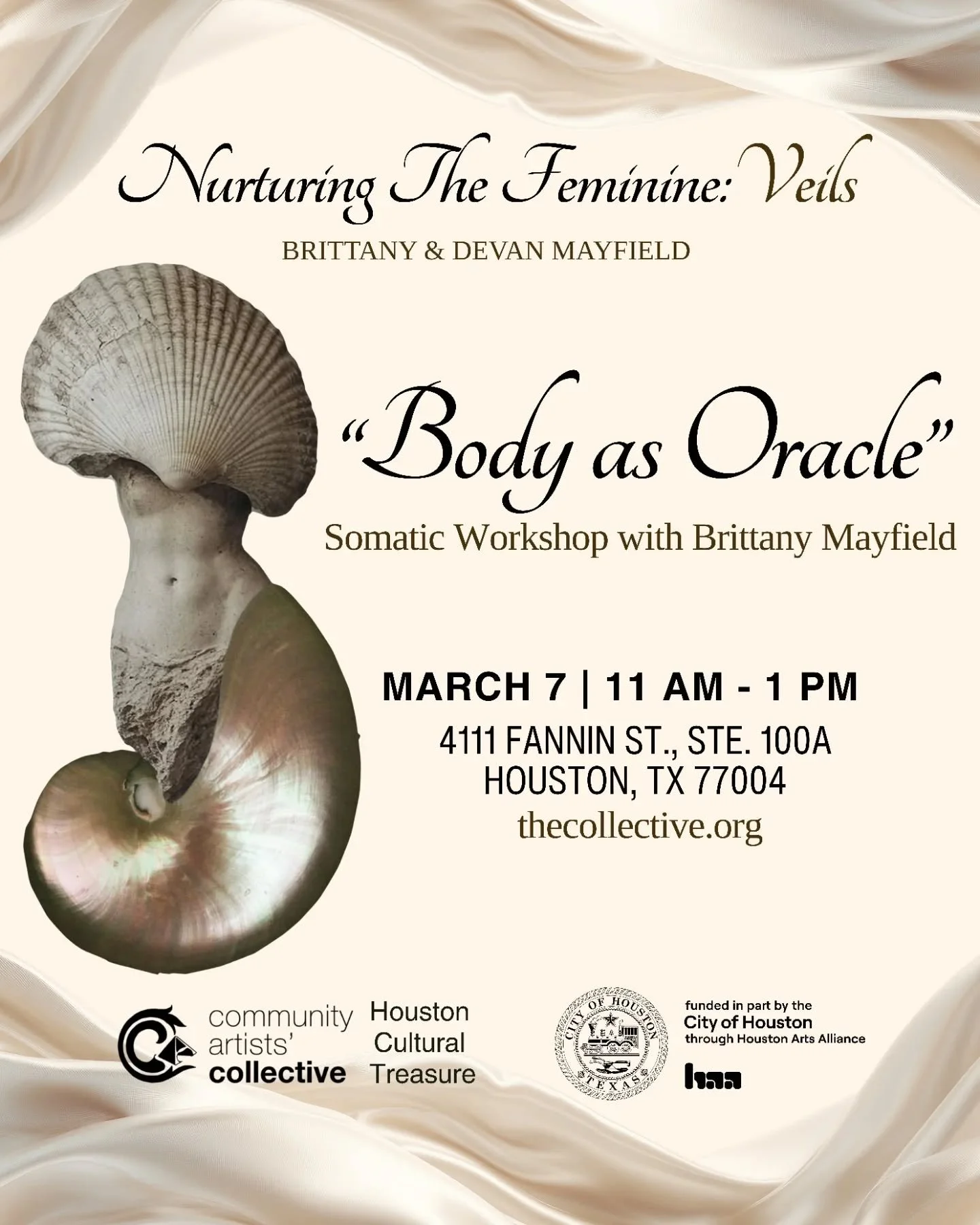 Nurturing The Feminine: Veils - Somatic Workshop with Brittany Mayfield @foliagefaerie

11:00 AM  1:00 PM 

Join artist Brittany Mayfield for her somatic learning and health workshop to empower the female body, with attention to breathing and the wom