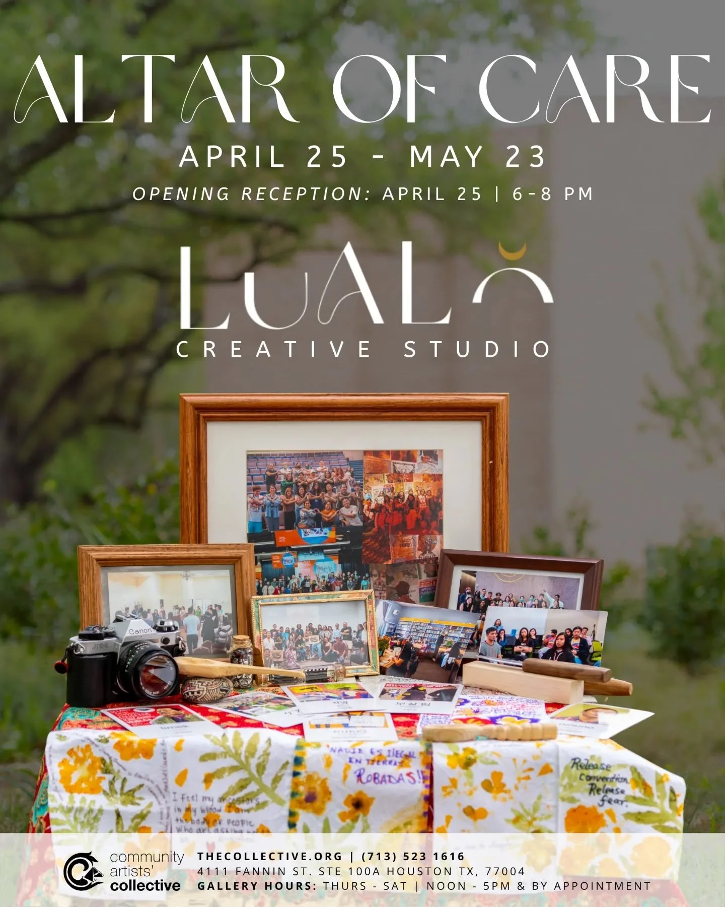 ALTAR OF CARE - OPENING RECEPTION 
@lualo.studio 
Saturday, April 25 &bull; 6pm -8pm

Altar of Care is a gathering place. A thank you, a living archive of how we care for each other.

An exhibition by Lualo Studio ~
Jenah Maravilla, Trisha Morales, R