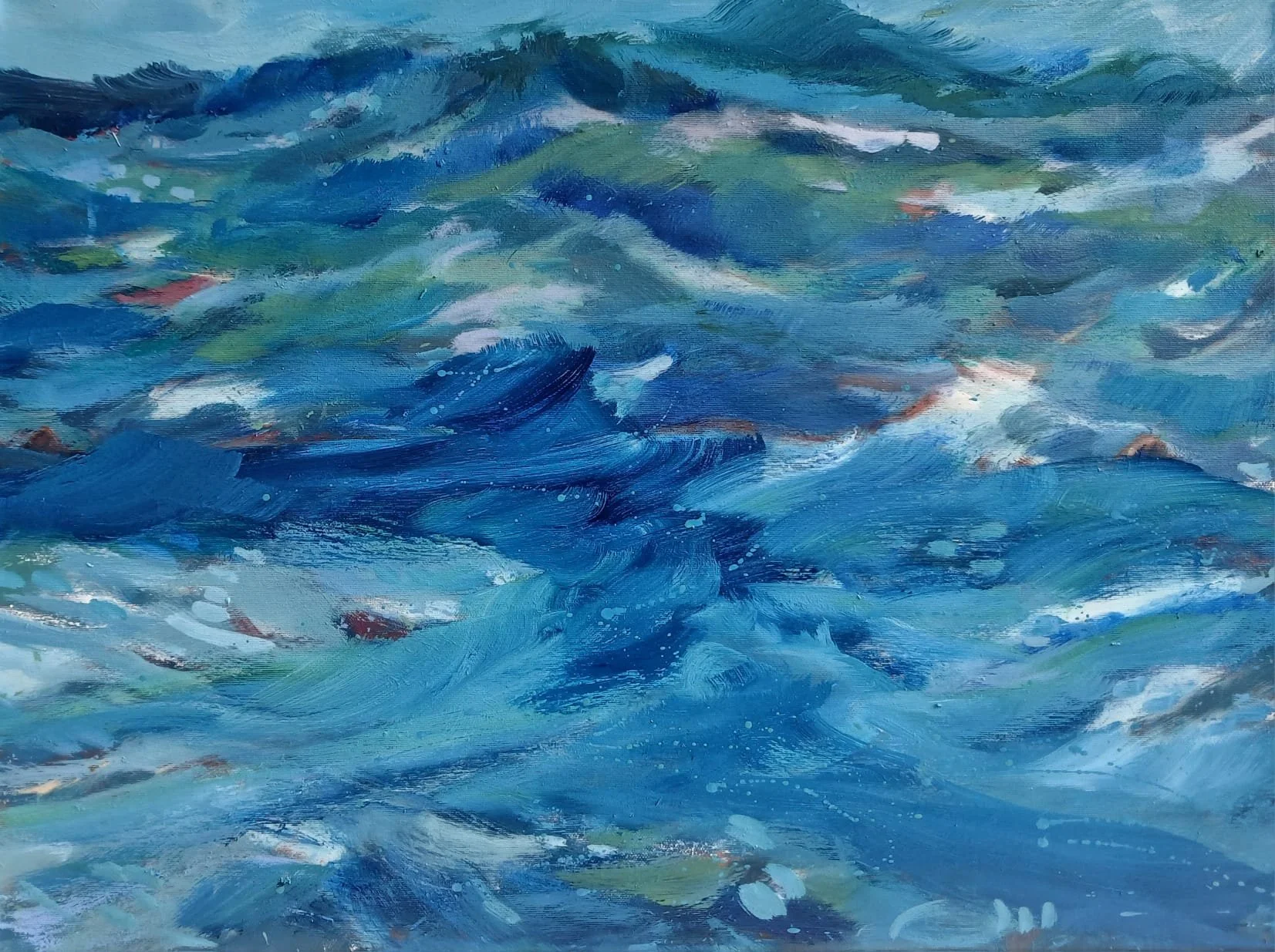 Blue sea painting by Mary Blue