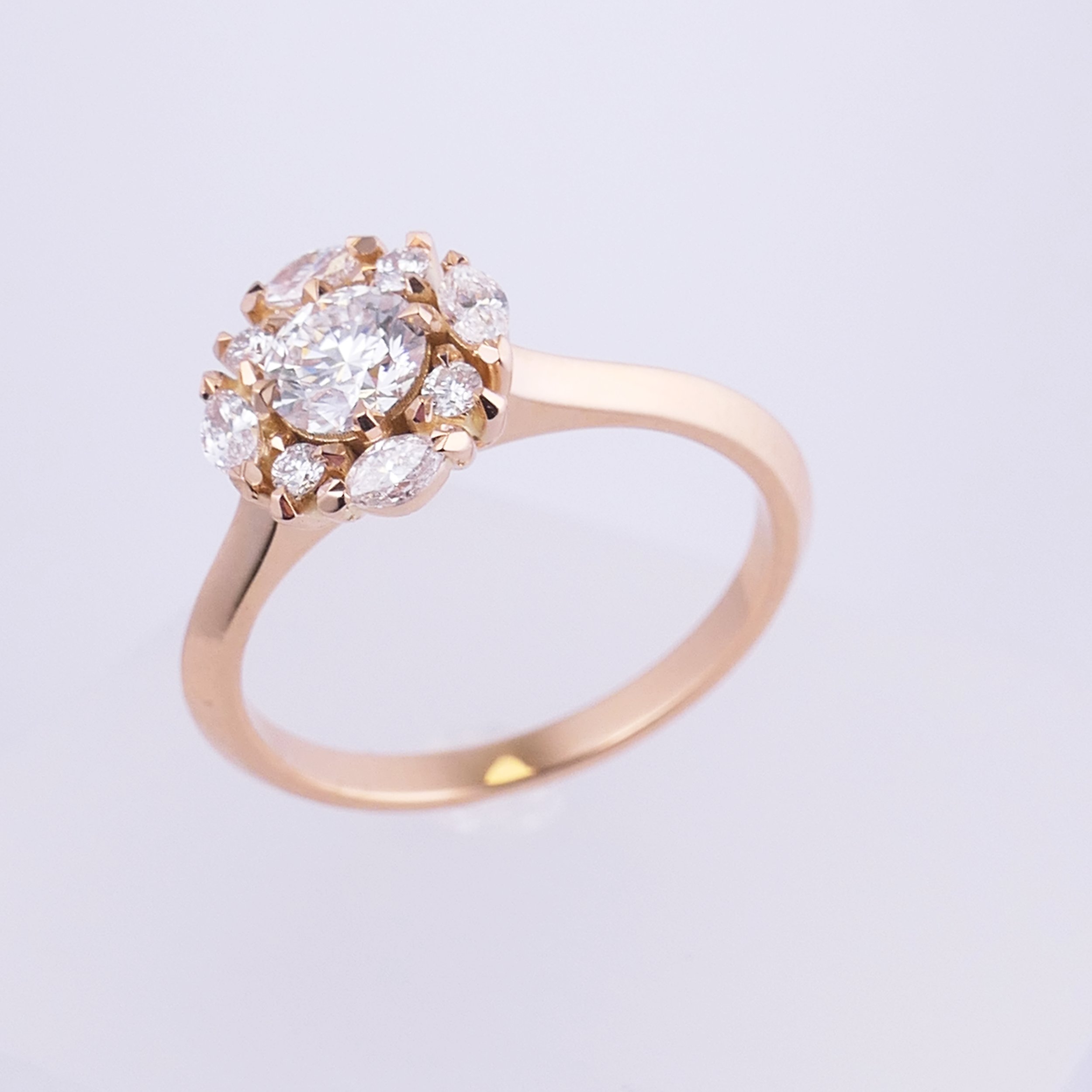 Bague en or rose 18ct sertie de diamants
