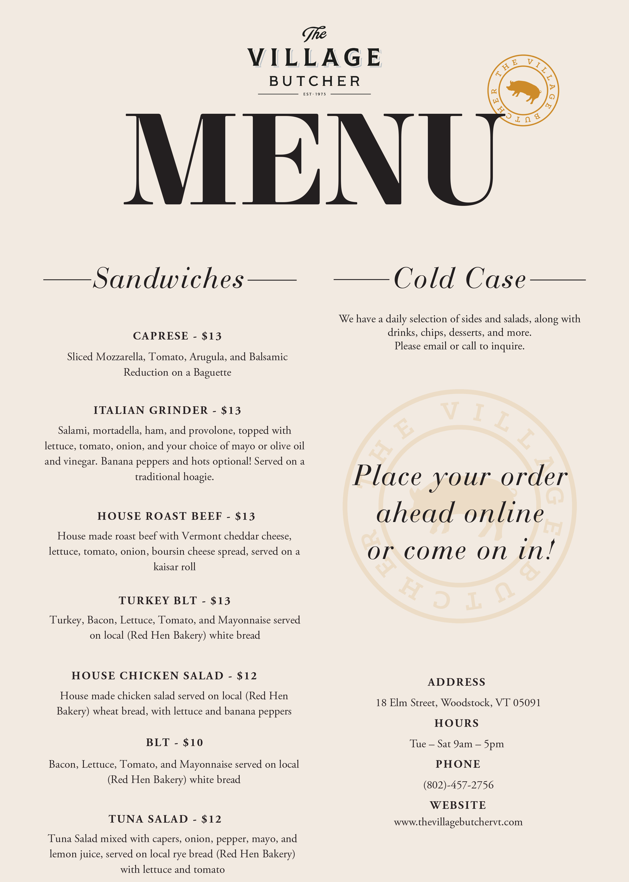 June 2025 Sandwich Menu