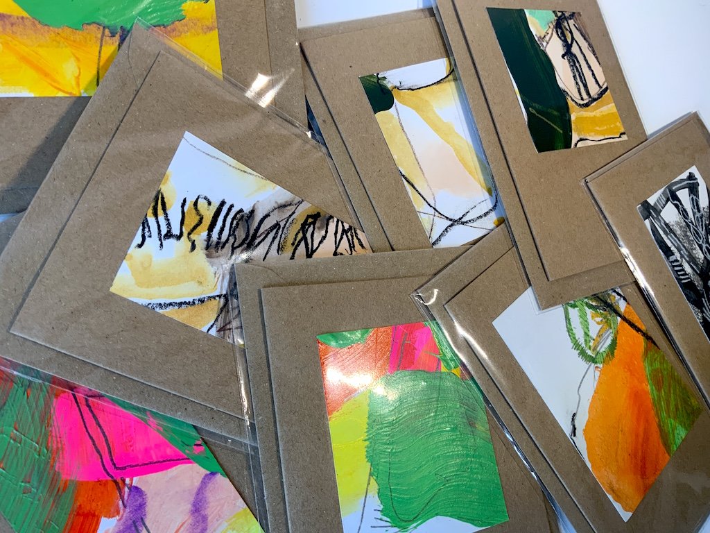Painted handmade cards using acrylics, recycled card, pencil, pen. One of a kind bespoke and unique images for your friends and family to enjoy all year around.
