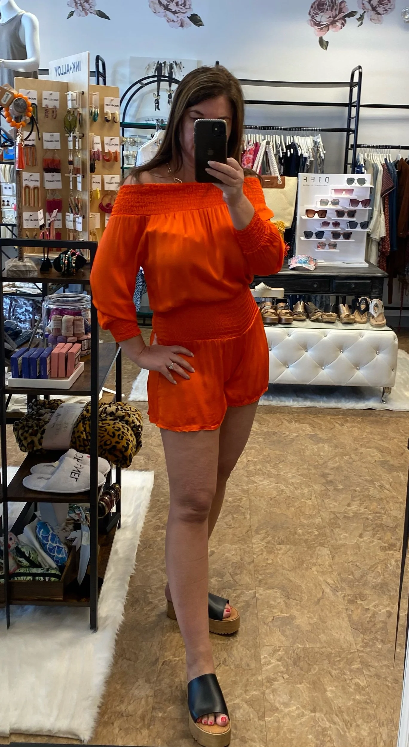 Orange silk romper