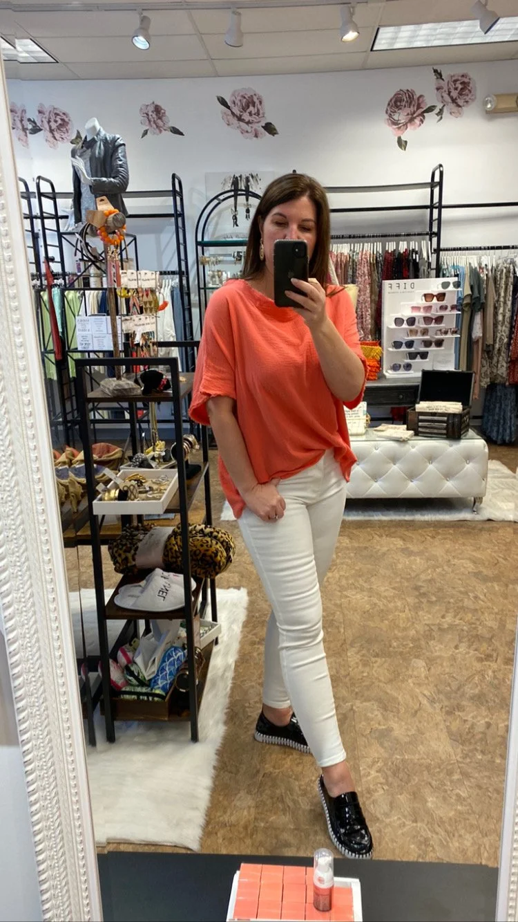 Orange gauze shirt