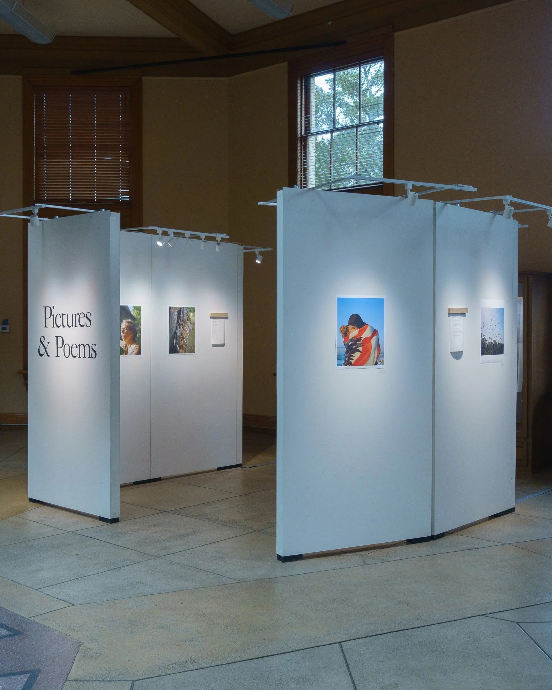Installation of Pictures & Poems at The Carnegie Center for Arts and History, on view from March 11th through May 30th, 2026