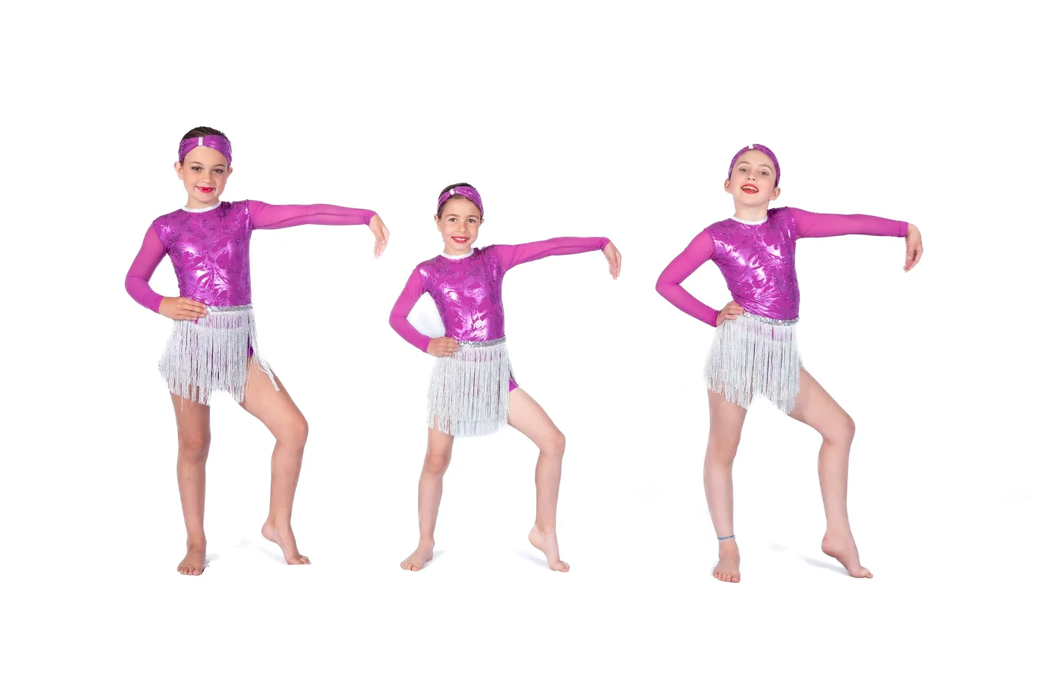 Youth dancers in purple and silver costumes