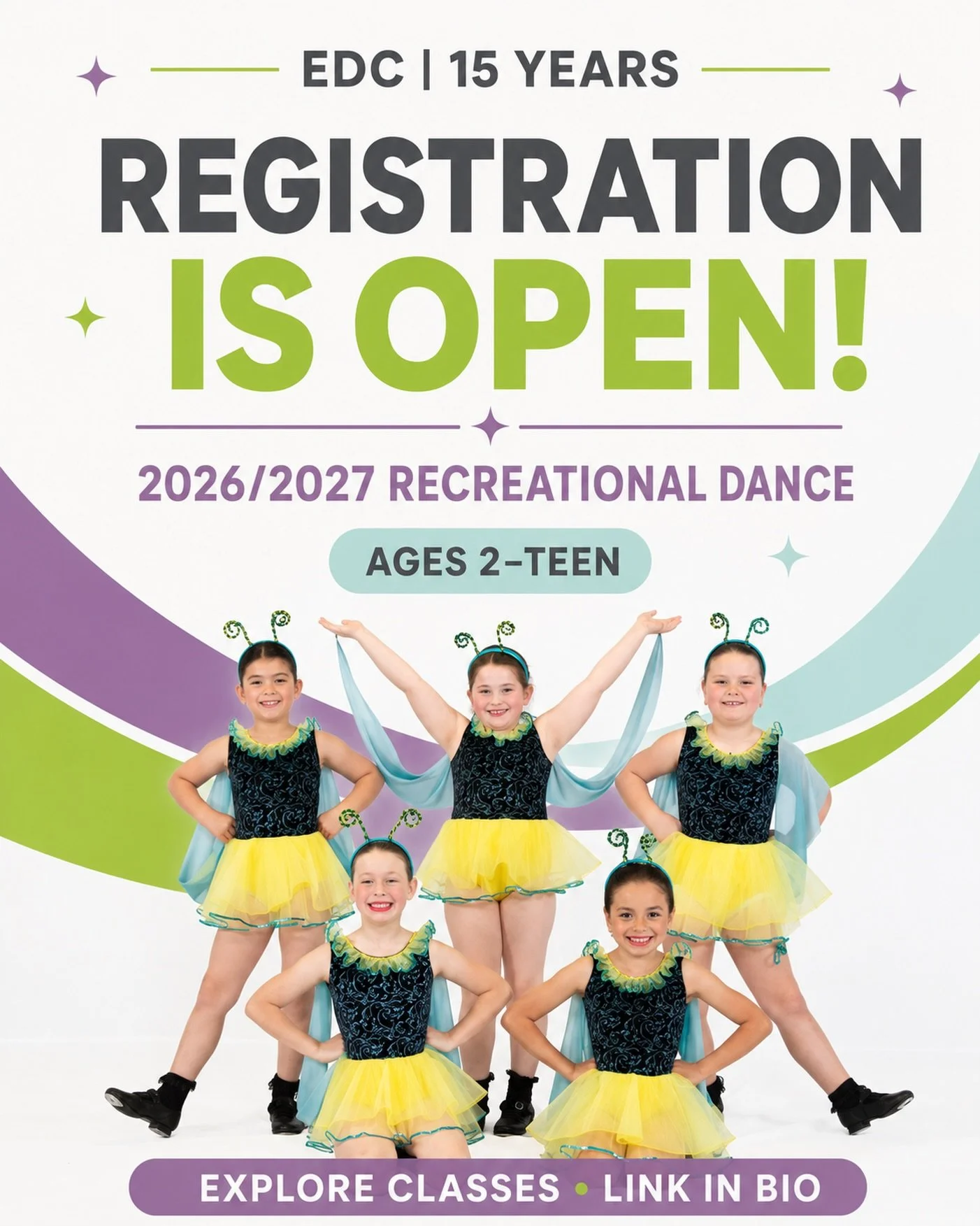 Registration is officially OPEN! ✨

For 15 years, Emotion Dance Company has helped Guelph dancers build confidence, develop their skills and discover a love of dance.

Our 2026/2027 recreational programs welcome dancers from age 2 through their teen 