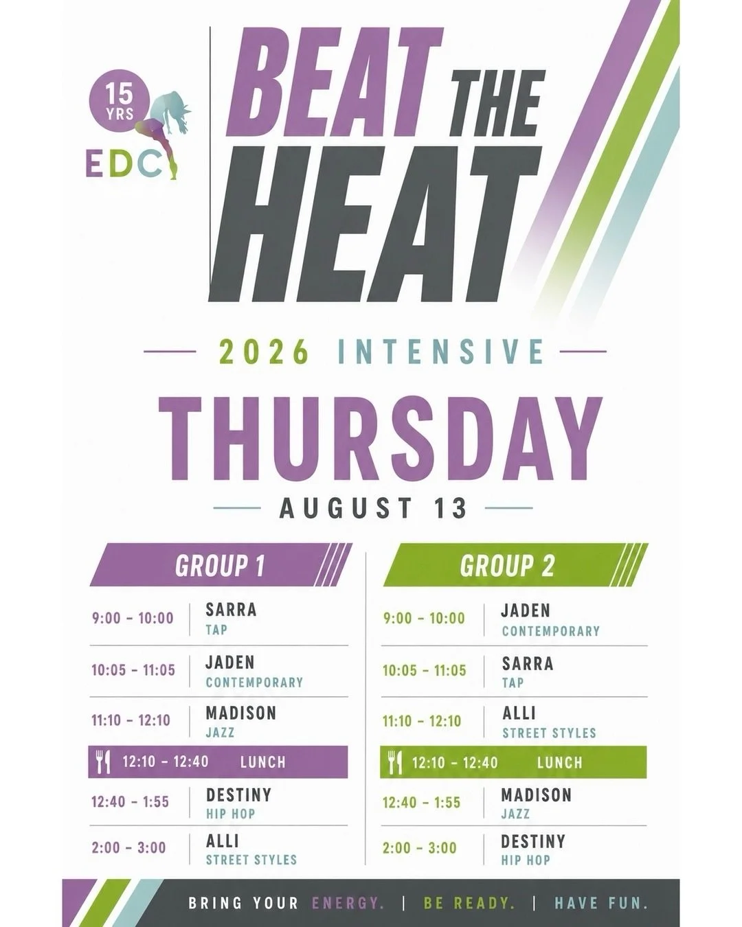 BTH INTENSIVE AND BTH PART TIME INTENSIVE ~ DAY 4!!!💜✨

Moving into Day 4 and we continue to welcome more outstanding teachers, movers, educators and creators! Join us on Thursday for the day or even a class!

@a.robb093
@destinydancer
@jaclyntarnow