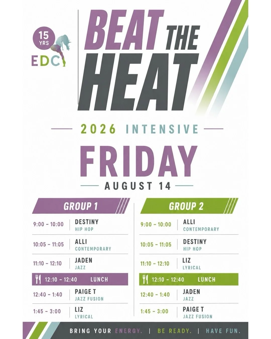 BTH INTENSIVE AND BTH PART TIME INTENSIVE ~ DAY 5!!!💜✨

What a week! Day 5 is right around the corner and we are feeling so inspired as we continue to welcome more outstanding teachers, movers, educators and creators! Join us on Friday for the day o