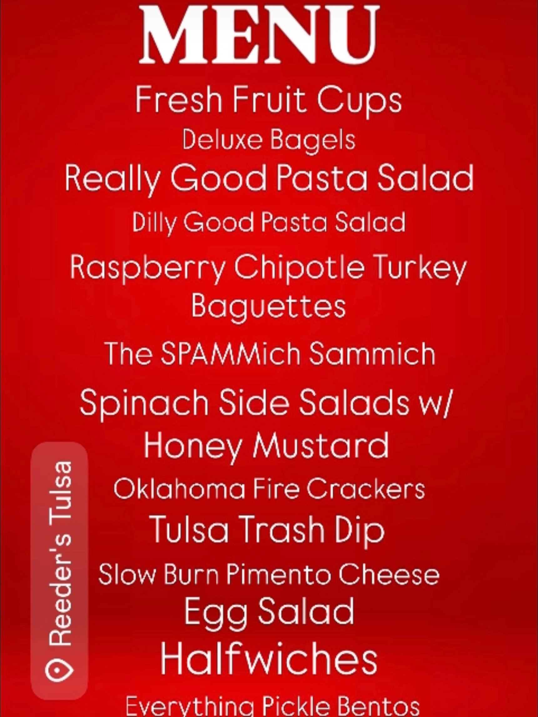 It&rsquo;s Thursdays Menu at Reeder&rsquo;s! And, boy oh boy, it looks great!!! 💫 #tulsafood #gasstationfood #tulsaoklahoma #reederstulsa #cornerstore