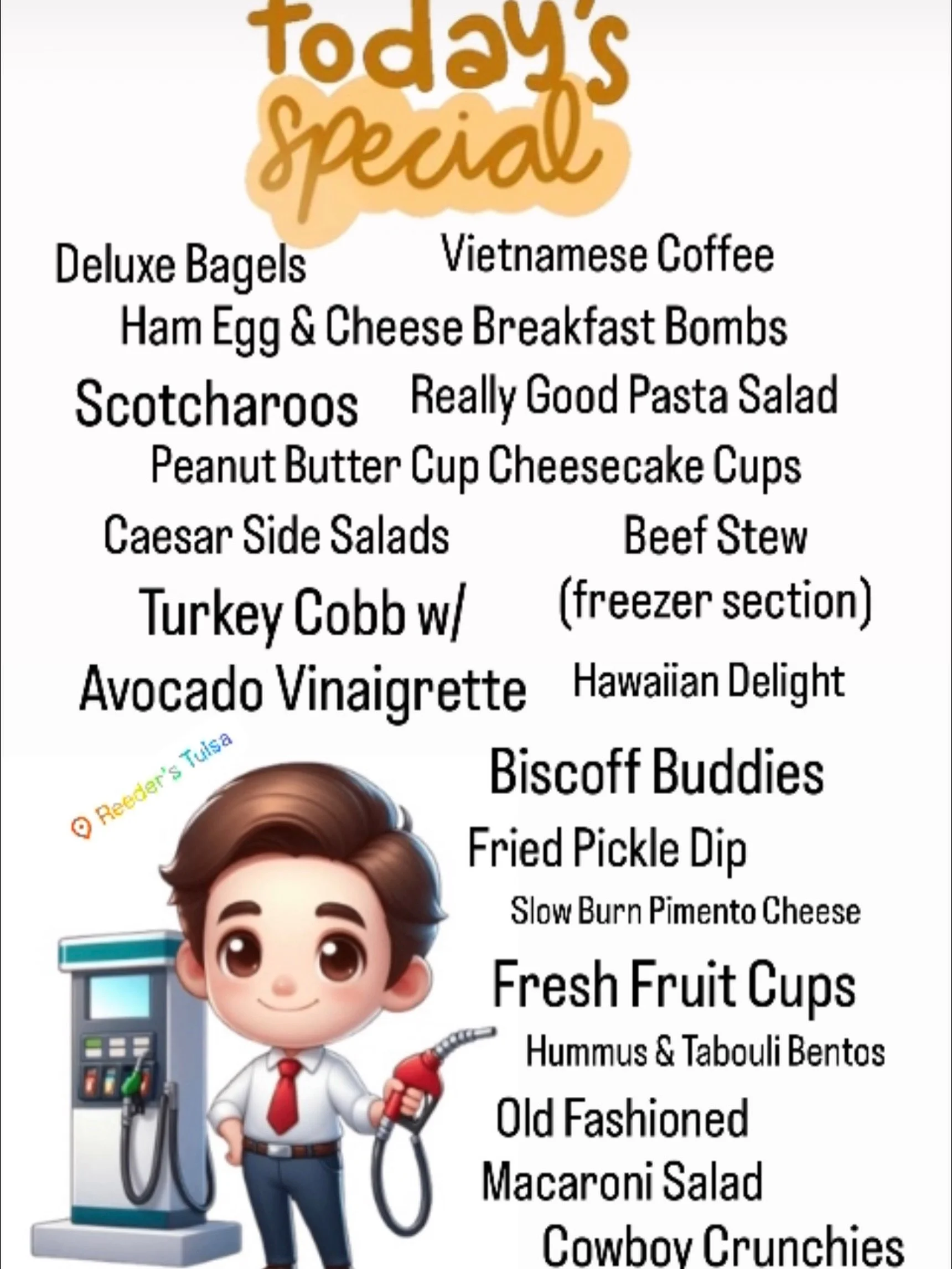 Thursday&rsquo;s Menu at Reeder&rsquo;s Tulsa! ⭐️ 
#midtowntulsa #grabandgomeals #bodega #tulsaoklahoma #reederstulsa