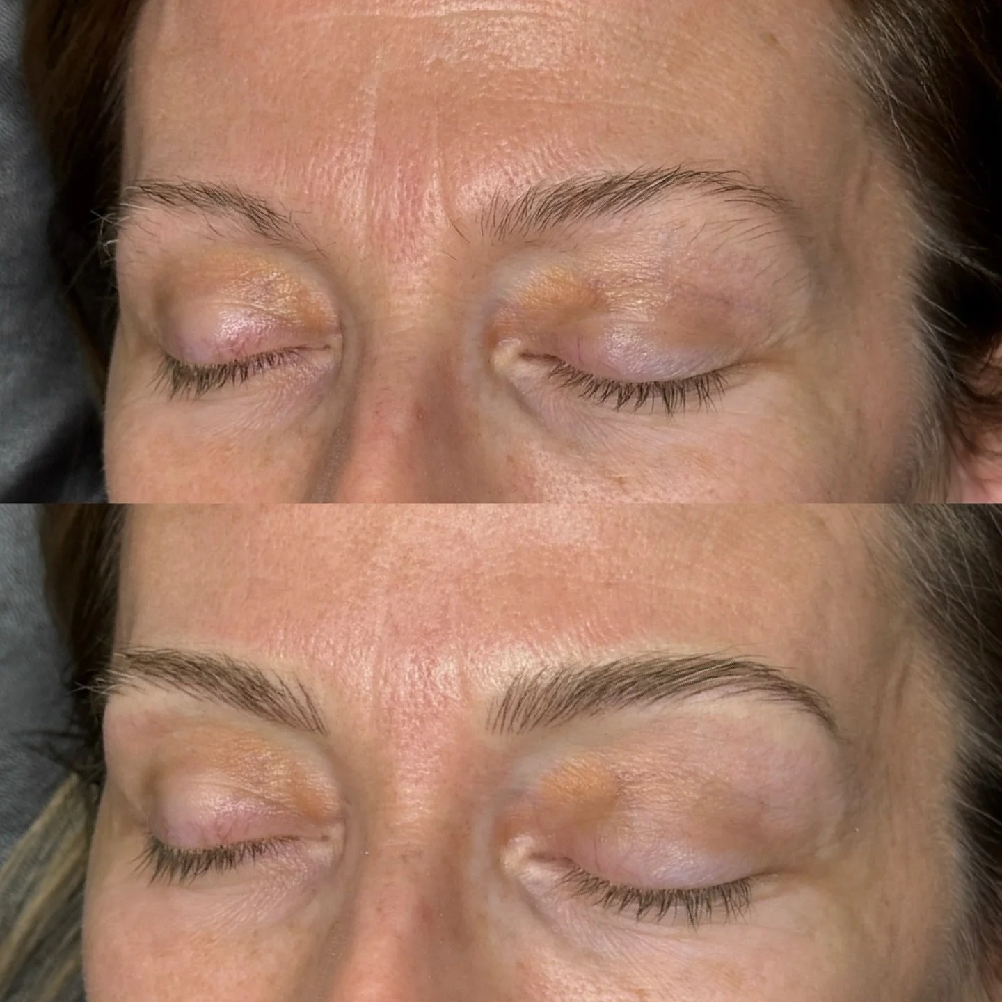 Filled in &amp; natural 🧚🏻

There was a few sparser patches through the brows, and our goal was to naturally fill them up and camouflage them. I can&rsquo;t wait to see these healed and continue to build them up! 

Products used:
&bull; @lipigments