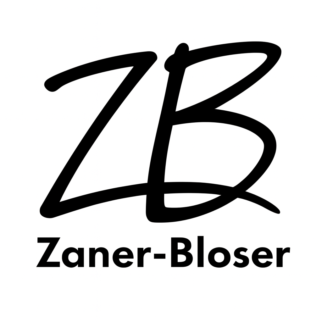 Black stylized logo with the initials 'ZB' and the words 'Zaner-Bloser' beneath.