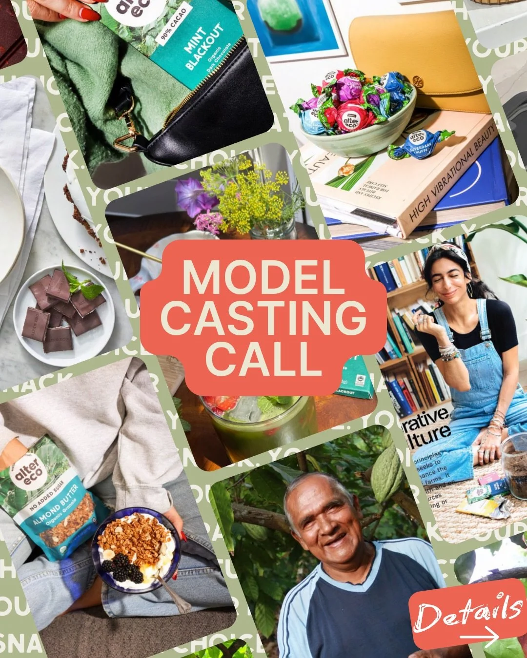 We are casting for an upcoming brand shoot for a premium, sustainable chocolate company! 🍫 
Their vibe is very earthy, clean, and organic, and we need a couple of great faces (and hands!) to bring this to life.

Looking For: 1 Male and 1 Female
The 