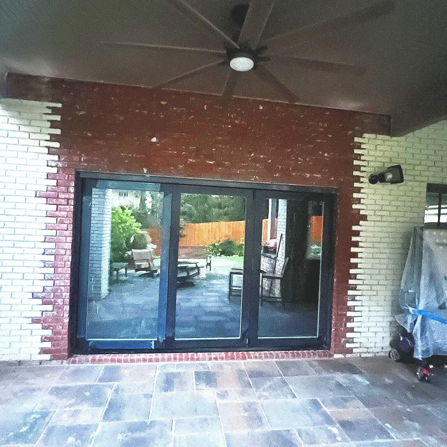 A dedicated view of the folding door fully closed