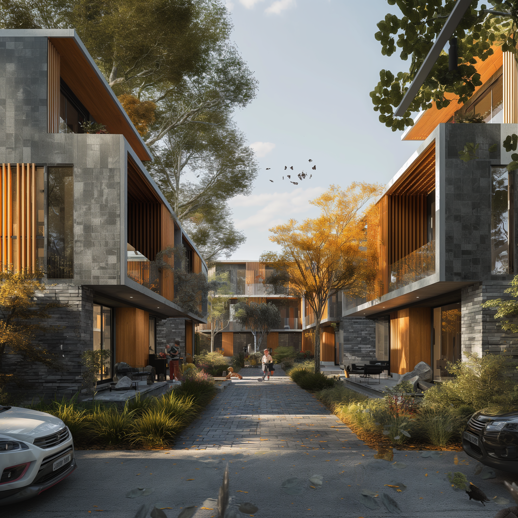 Modern residential development rendering at 3775 Brock Street Whitby showing contemporary housing and landscaped community design