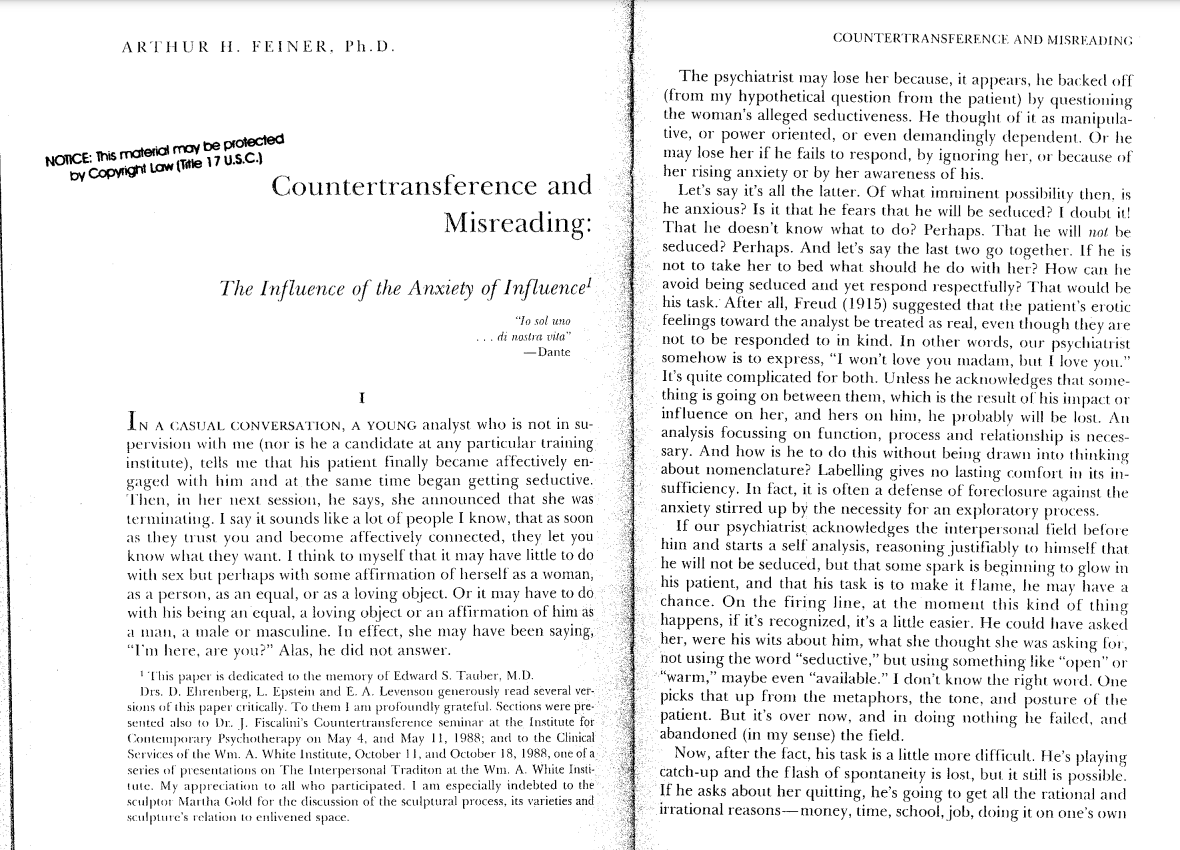 Feiner - Countertransference