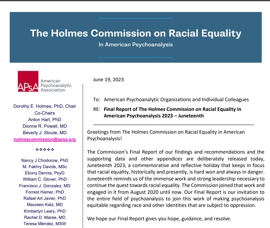 The Holmes Commission on Racial Equality