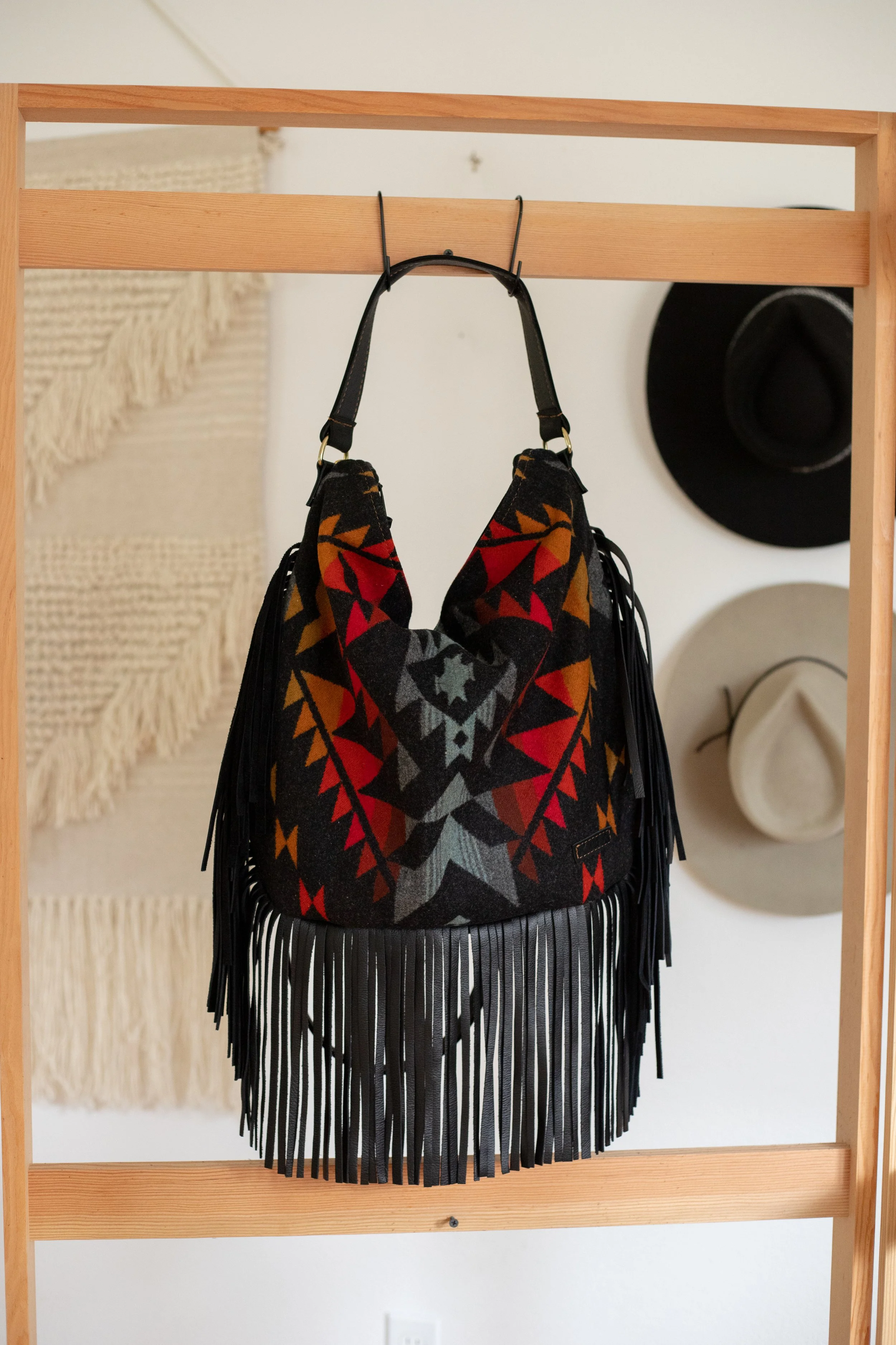Custom Reserved Order - Erica - XL Americana Purse in Oxford Bridge Creek Pendleton Wool with Black Leather