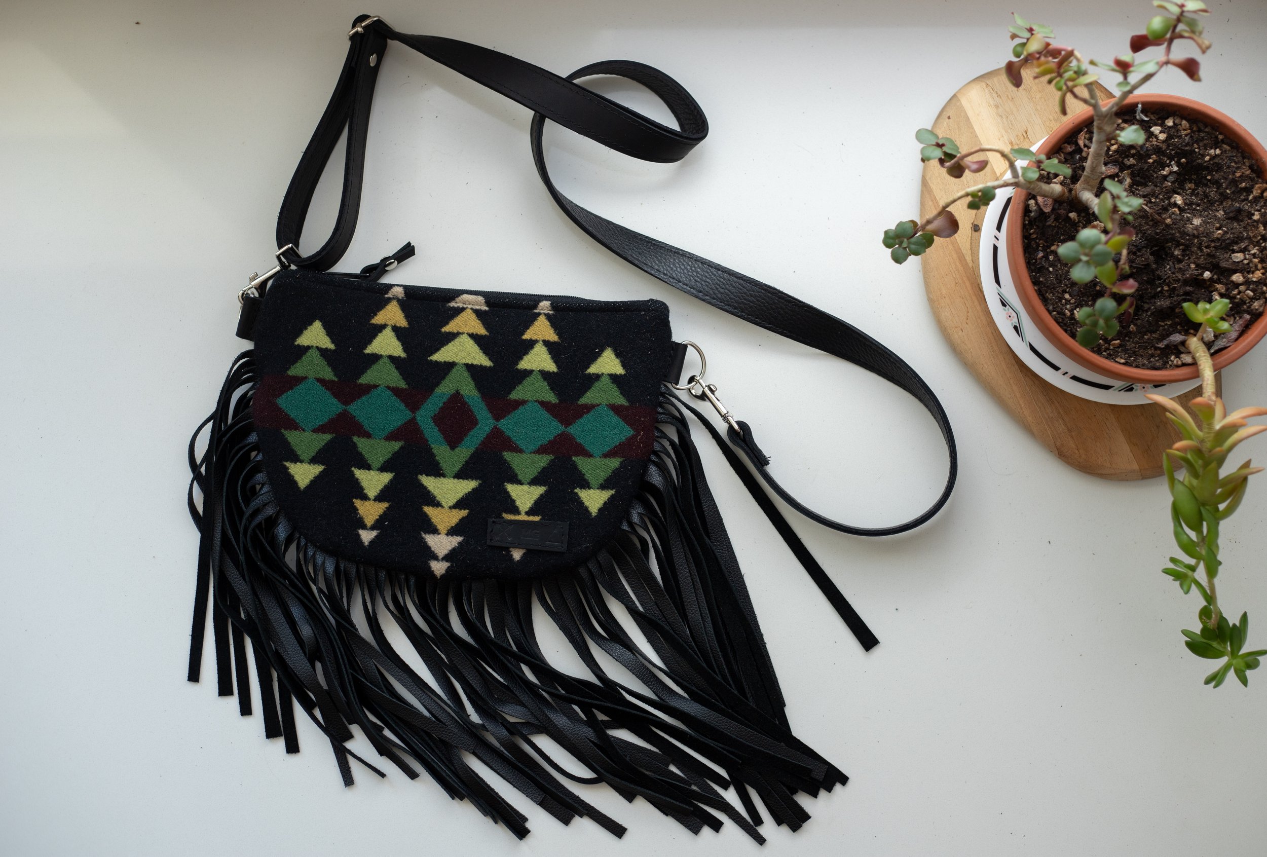 Reserved Order - Michelle -  Rodeo Bag in Four Corners Pendleton Wool with Black Leather Fringe