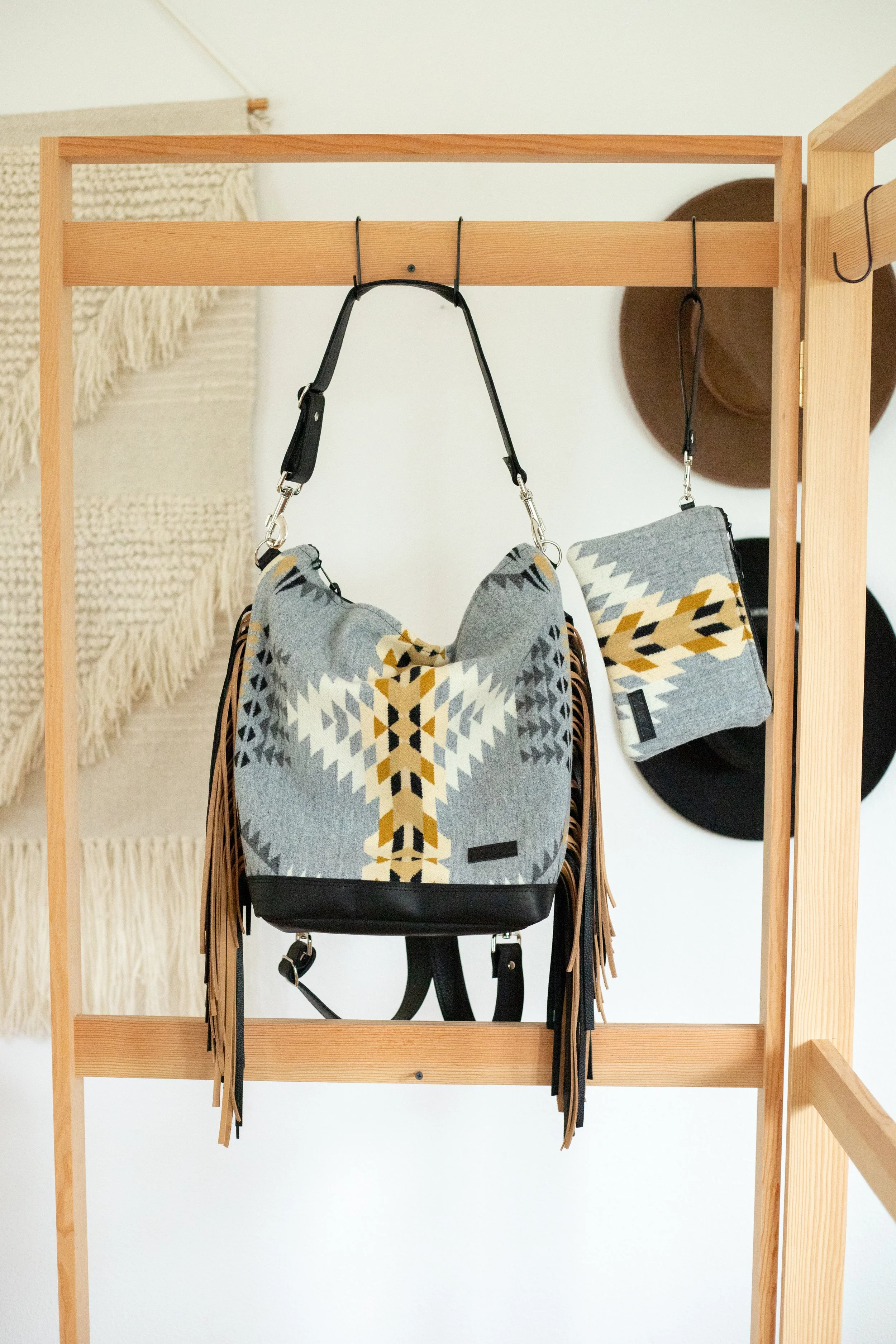 CUSTOM RESERVED ORDER - Caitlinn - Leather Bottom Shoulder Bag + Backpack