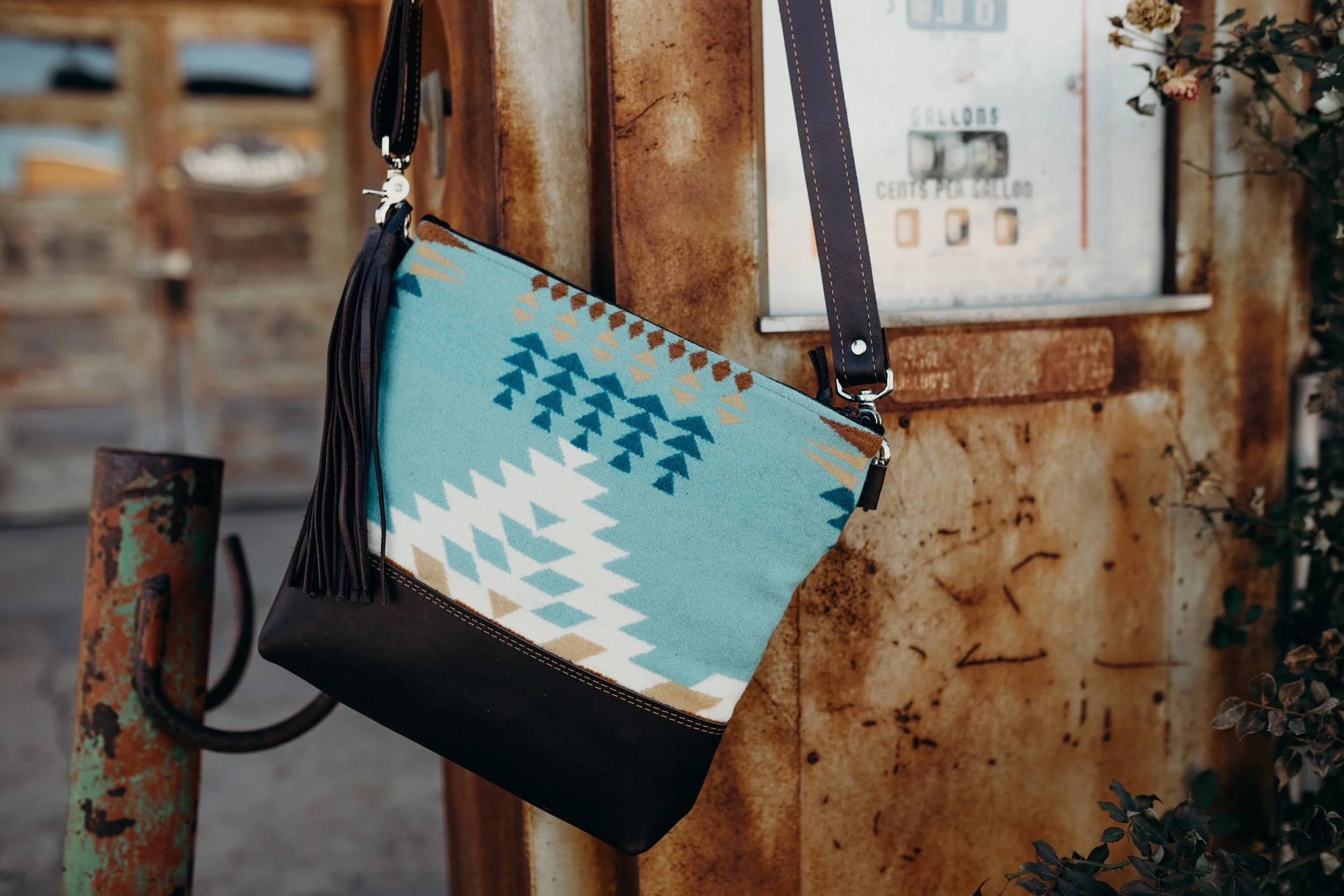 Blanket Bag Southwestern Crossbody Purse Saddle Blanket Leather