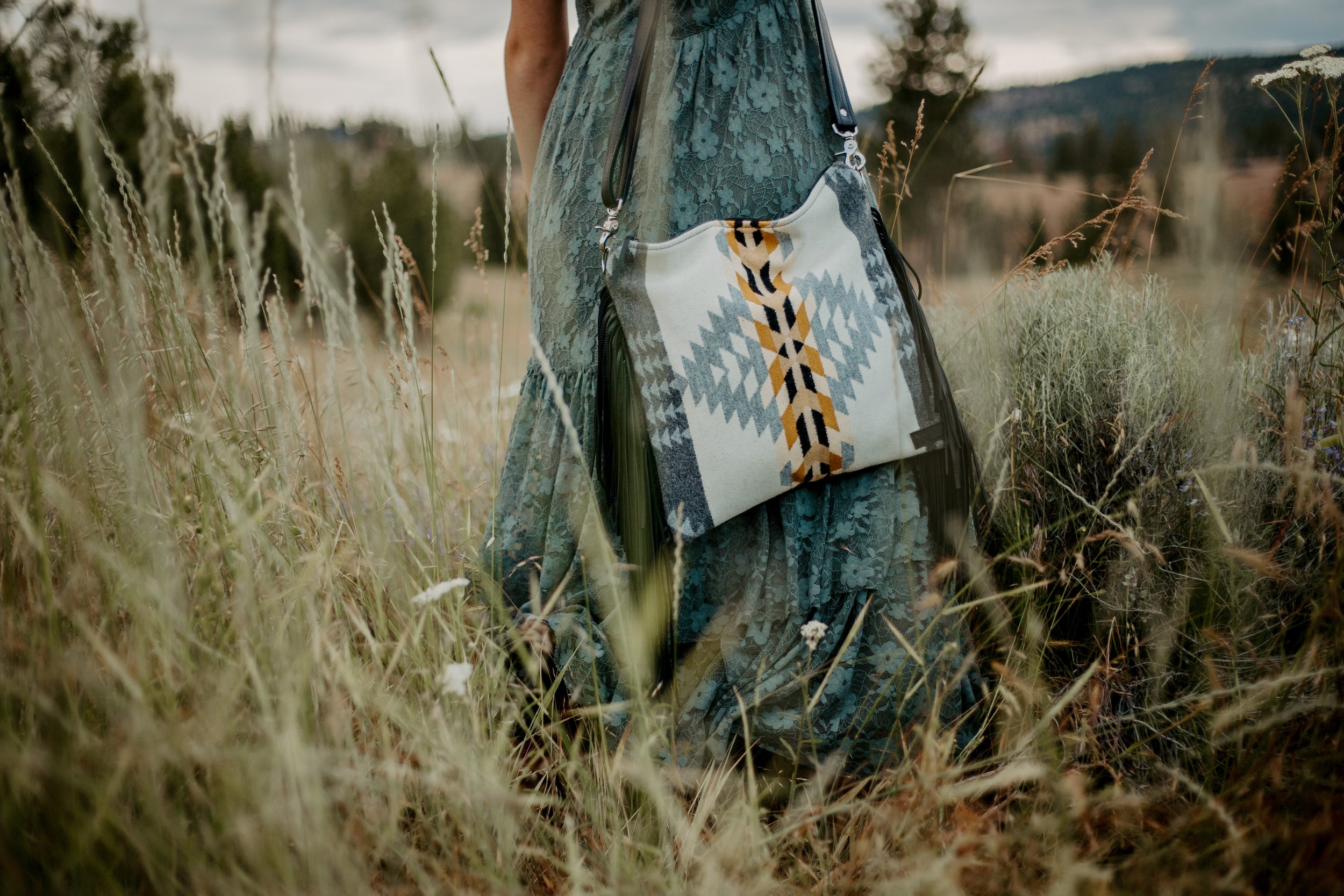 Beaded Leather Fringed Handcrafted Western Bag