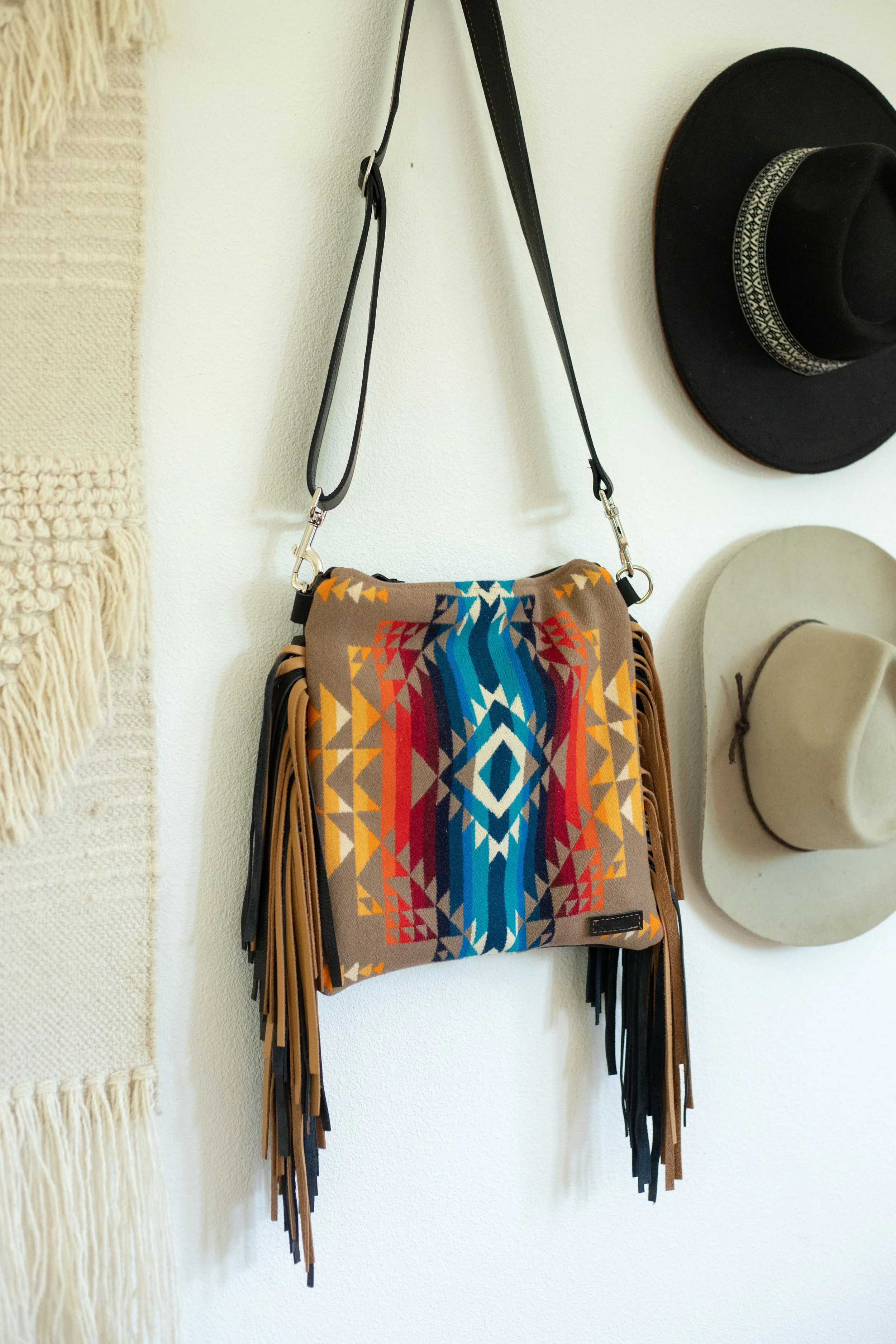 CUSTOM RESERVED BAG - Heidi - Fringe Purse in Pilot RockPendleton Wool and Black Leather